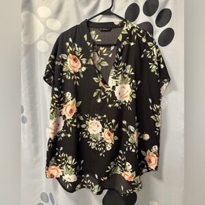 SHEIN Black Floral Blouse, Size 3X